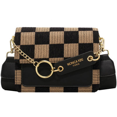 Shoulder 2024 Luxury Design Saco de mão Tabuleiro de xadrez Mini Tecido Flap Sling Saco para Mulheres