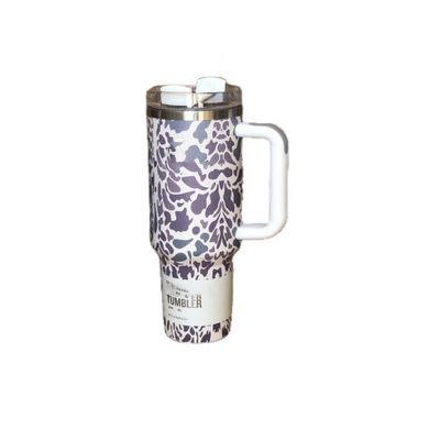Sustentável 40oz Leopard Impressão Camuflagem Copo de palha Tumbler para bebidas quentes e frias