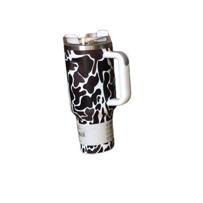 Sustentável 40oz Leopard Impressão Camuflagem Copo de palha Tumbler para bebidas quentes e frias