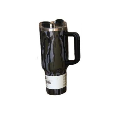 Sustentável 40oz Leopard Impressão Camuflagem Copo de palha Tumbler para bebidas quentes e frias
