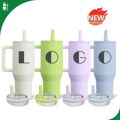 40oz de aço inoxidável cálice de viagem de café térmico caneca de palha