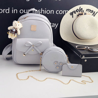 3 Peças Set Mochila Redonda de Arco Mochila de Ombro Mochila Crossbody para estilo feminino