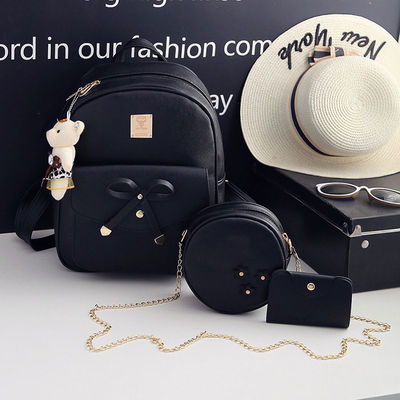 3 Peças Set Mochila Redonda de Arco Mochila de Ombro Mochila Crossbody para estilo feminino