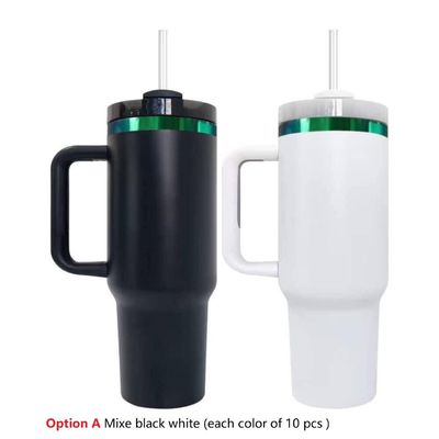 40oz de embalagens de viagem de presente branco preto macarrão arco-íris pó de ouro revestido para laser gravura RTS H2.0