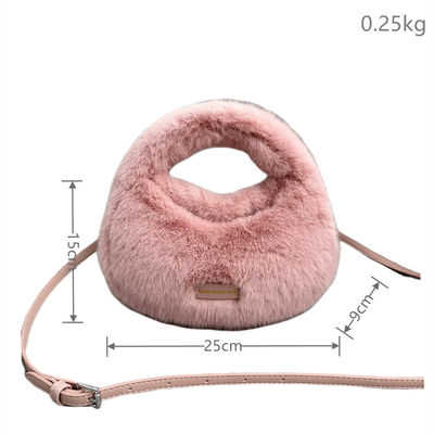 Sacos de pele de raposa de inverno marrom Mini Sacos de pele de raposa de cadeia longa Sacos de pele de pelúcia para mulheres sofisticadas