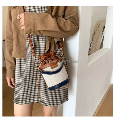 Elegante Saco de balde de designers de luxo para senhoras e meninas com cordas de couro e 2 cores