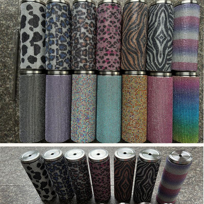 Rhinestone Bling Diamond Glitter Tubarão térmico de aço inoxidável ótimo para café chá água cerveja inclui tampa e palha