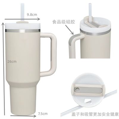 40oz Dupla parede de aço inoxidável Stan Car Metal Viagem caneca de café Tumbler com alça