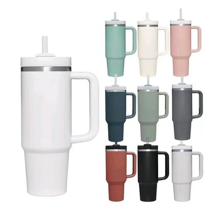 40oz Dupla parede de aço inoxidável Stan Car Metal Viagem caneca de café Tumbler com alça