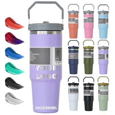 Palha com tampa Taça de café personalizável única 20oz 30oz BPA GRATUITO Taças de aço inoxidável