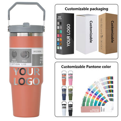 Palha com tampa Taça de café personalizável única 20oz 30oz BPA GRATUITO Taças de aço inoxidável