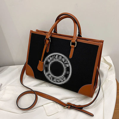 2024 Bolsa de canvas de um ombro para mulheres com bolsa de grande capacidade e fecho de fecho