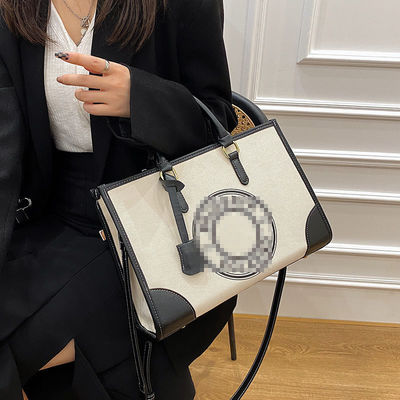 2024 Bolsa de canvas de um ombro para mulheres com bolsa de grande capacidade e fecho de fecho
