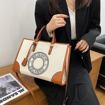 2024 Bolsa de canvas de um ombro para mulheres com bolsa de grande capacidade e fecho de fecho