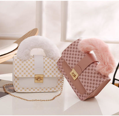 L quadrado mini saco de lã de cordeiro de inverno e PU saco de mensageiro para saco de mão de moda