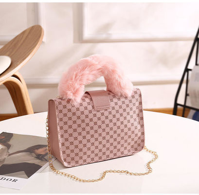 L quadrado mini saco de lã de cordeiro de inverno e PU saco de mensageiro para saco de mão de moda