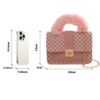 L quadrado mini saco de lã de cordeiro de inverno e PU saco de mensageiro para saco de mão de moda