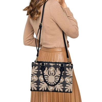 Todas as estações preto e branco polinésia luxo feminino bolsa de ombro material principal PVC