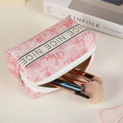 Ferramentas de armazenamento Saco de maquiagem Eco Burlap Carta Impressa Bolsa De Maquiagem para Mulheres Sacos