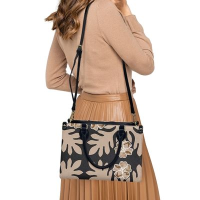 Bolsas personalizadas de pele floral da tribo polinésia samoana para mulheres em tamanho padrão