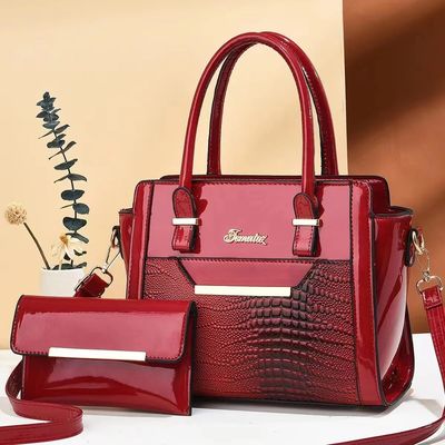 Temporada de Inverno Bolsas de mão de grande capacidade para mulheres em couro PU de padrão de jacaré