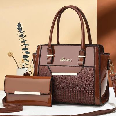 Temporada de Inverno Bolsas de mão de grande capacidade para mulheres em couro PU de padrão de jacaré