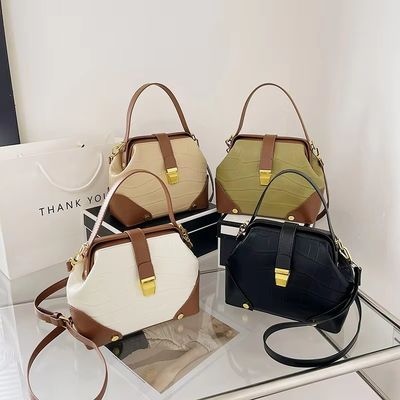 GHJ-26 Fashion PU Single Handbags With Lock For Women's Shoulder Tote Bag Padrão de doces