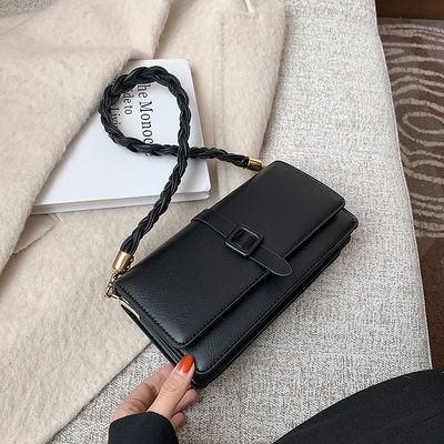 Bolsas de couro de PU trançadas femininas com fecho de fecho elegante para um visual elegante