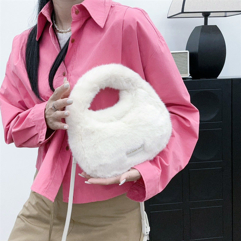 Sacos de pele de raposa de inverno marrom Mini Sacos de pele de raposa de cadeia longa Sacos de pele de pelúcia para mulheres sofisticadas