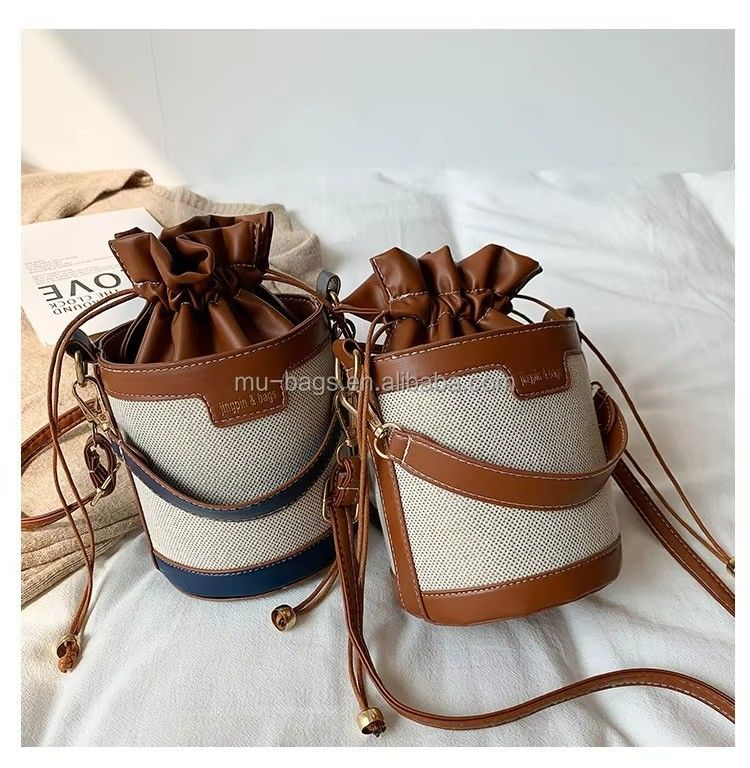 Elegante Saco de balde de designers de luxo para senhoras e meninas com cordas de couro e 2 cores