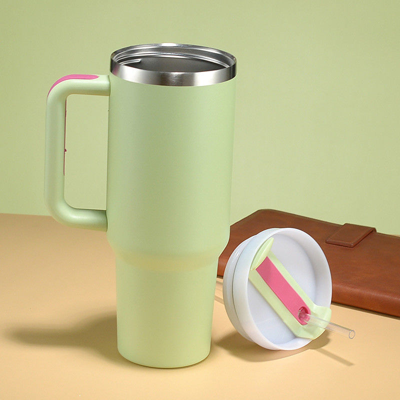 40oz Dupla parede de aço inoxidável Stan Car Metal Viagem caneca de café Tumbler com alça