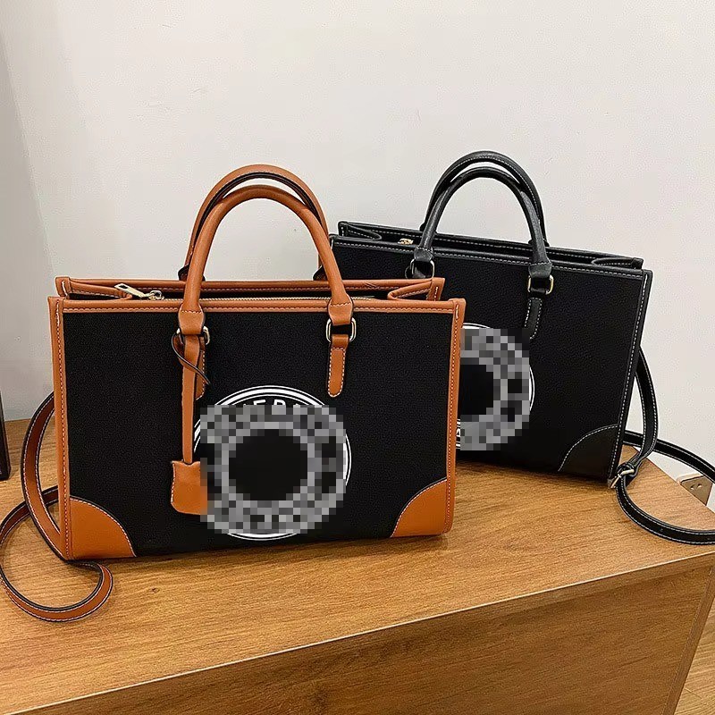 2024 Bolsa de canvas de um ombro para mulheres com bolsa de grande capacidade e fecho de fecho