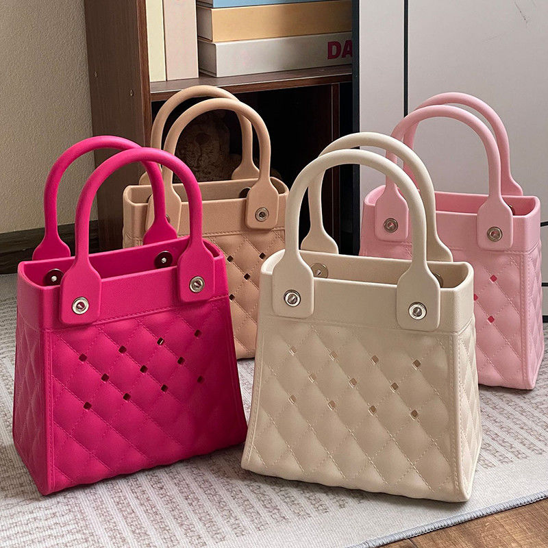 Moda estilo EVA borracha silicone Tote de mão para mulheres Summer Lady Beach Bag em preto